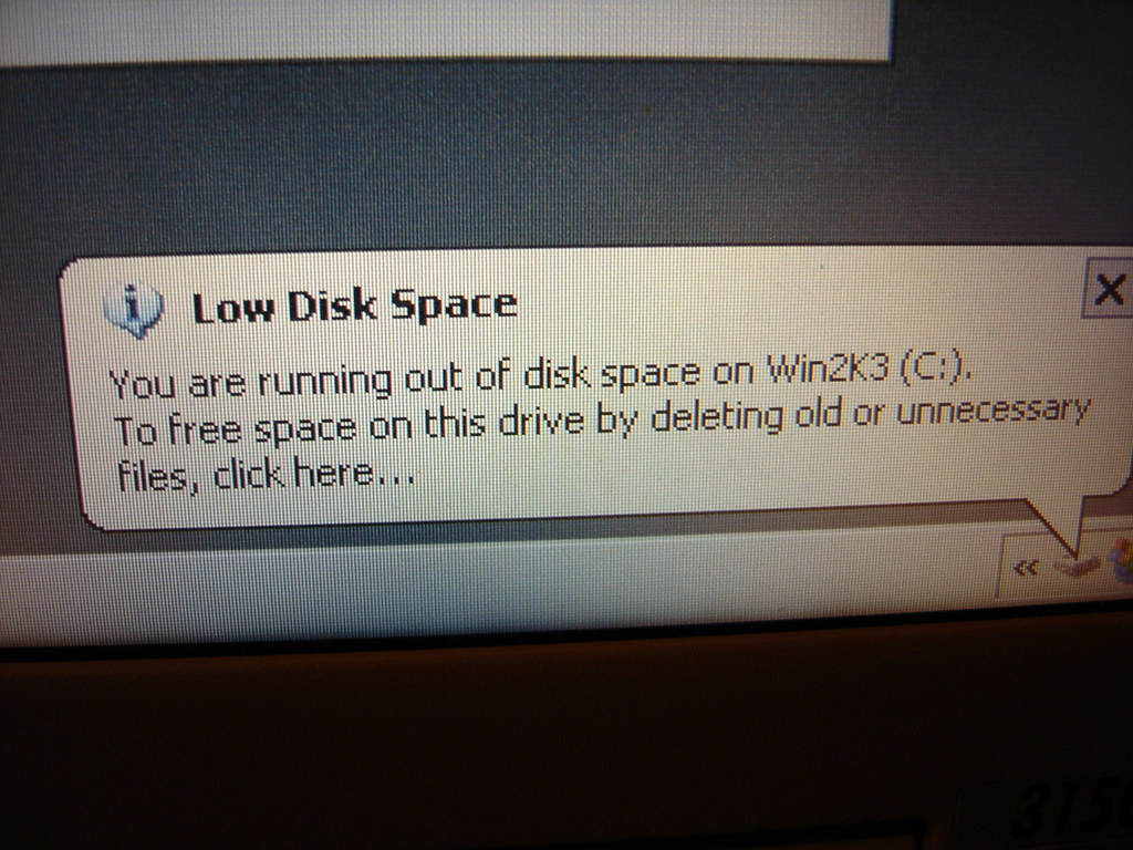 Low disk space warning